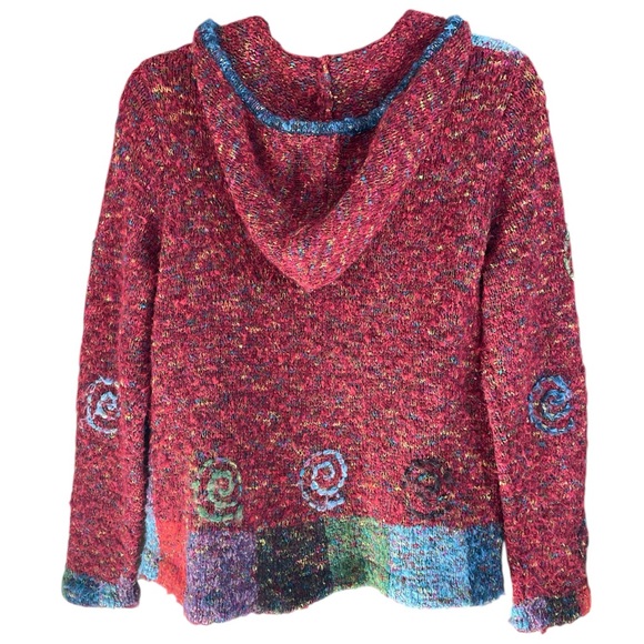 PBJ Sport Y2K Patchwork Zip-up Hoodie Sweater, size M multicolor vintage 80s/90s - Picture 4 of 10